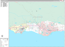 Santa Barbara Wall Map Premium Style 2026